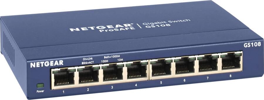 Netgear Prosafe GS108GE Switch Blauw