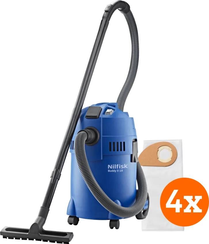 Nilfisk Buddy II 18 T + Stofzakken voor Buddy II (4x)