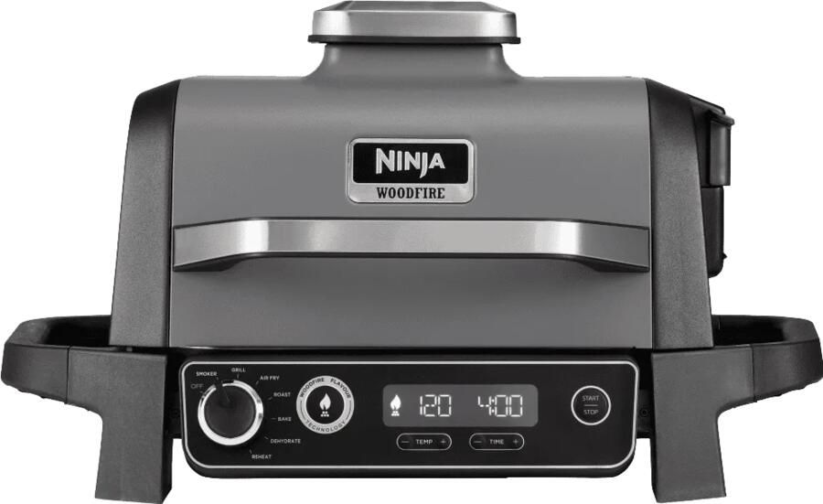 Ninja Woodfire 7-in-1 Elektrische BBQ Grill Smoker & Airfryer Tafelmodel Barbecue Geschikt voor Balkon OG701EU
