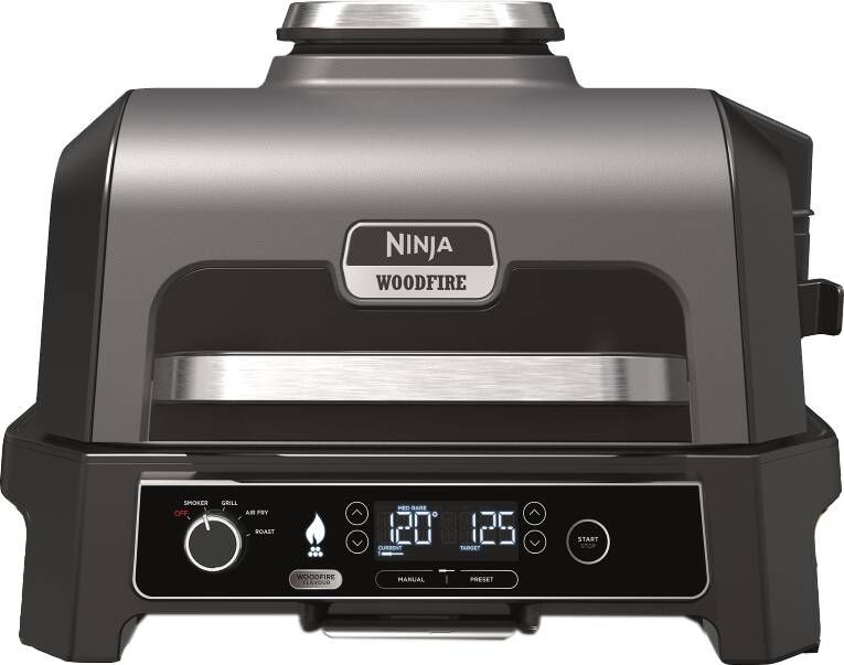 Ninja Woodfire Pro XL 4-in-1 Elektrische Smart BBQ Grill en Smoker Inclusief Digitale Braadthermometer OG850EU