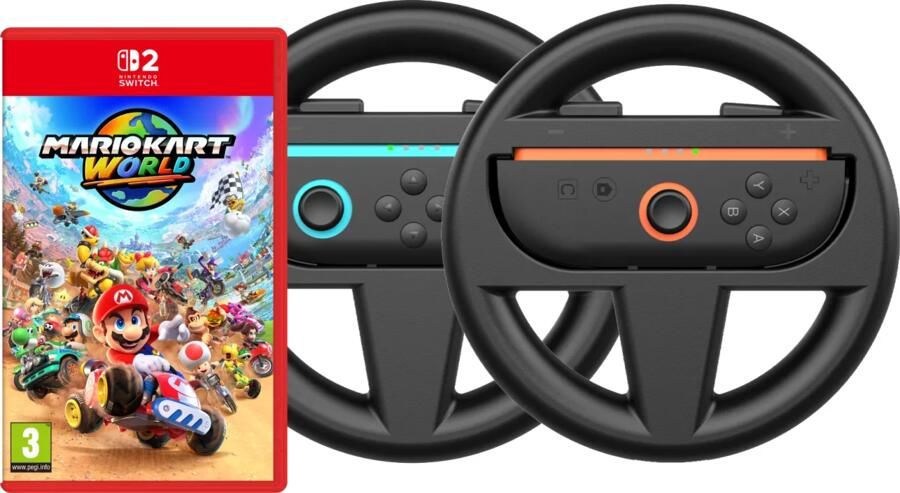 Nintendo Mario Kart World + BlueBuilt Stuurtjes voor Switch 2