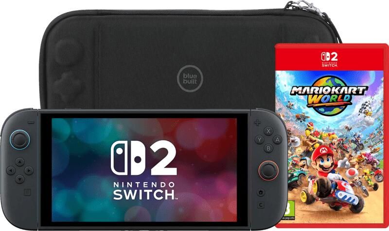 Nintendo Switch 2 + Mario Kart World + BlueBuilt beschermhoes
