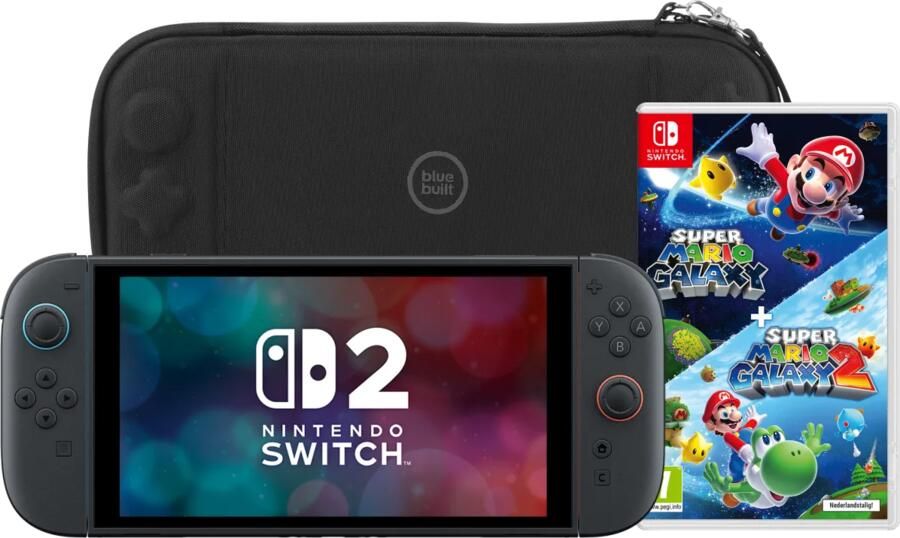 Nintendo Switch 2 + Super Mario Galaxy 1+2 + BlueBuilt Beschermhoes
