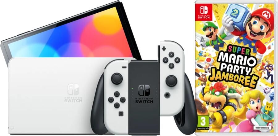 Nintendo Switch OLED Wit + Mario Party Jamboree