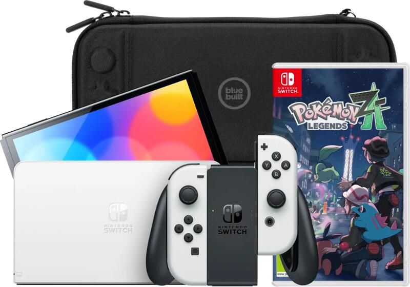 Nintendo Switch OLED Wit + Pokémon Legends: Z-A + BlueBuilt Beschermhoes
