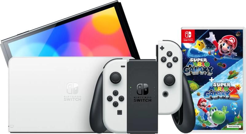 Nintendo Switch OLED Wit + Super Mario Galaxy 1+2
