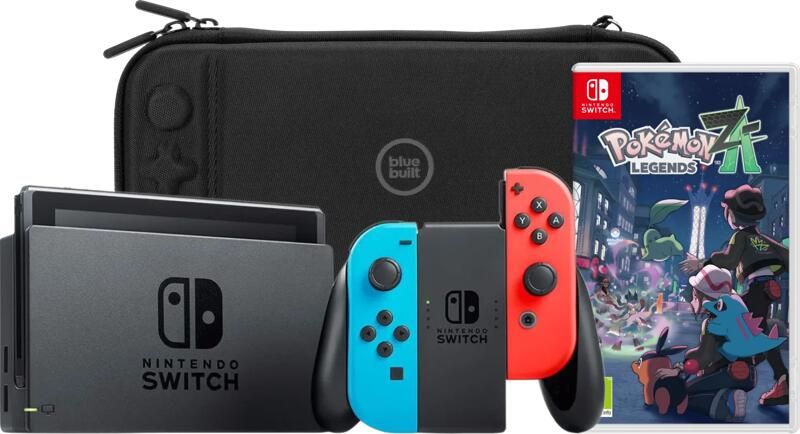 Nintendo Switch Rood Blauw + Pokémon Legends: Z-A + BlueBuilt Beschermhoes