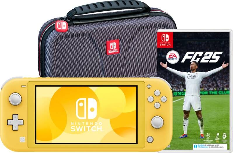 Nintendo Switch Lite Geel + EA Sports FC 25 + Bigben Beschermtas