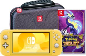 Nintendo Switch Lite Geel + Pokémon Violet + Bigben Beschermtas