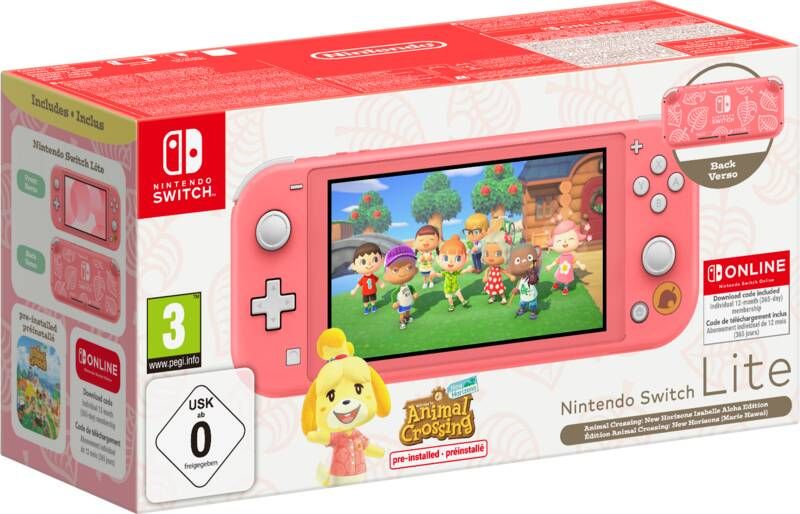 Nintendo Switch Lite-bundel voor Animal Crossing: New Horizons koraal + 12 maanden NSO