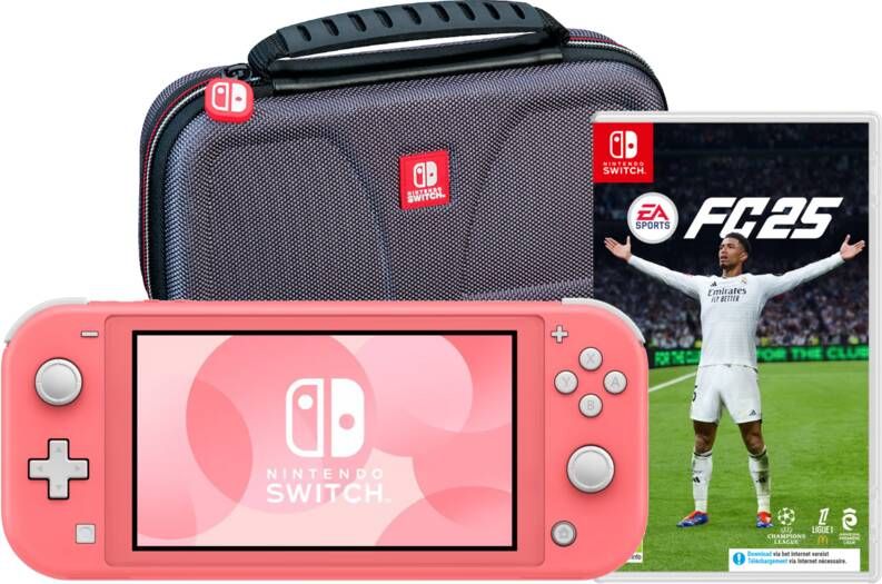 Nintendo Switch Lite Koraal + EA Sports FC 25 + Bigben Beschermtas