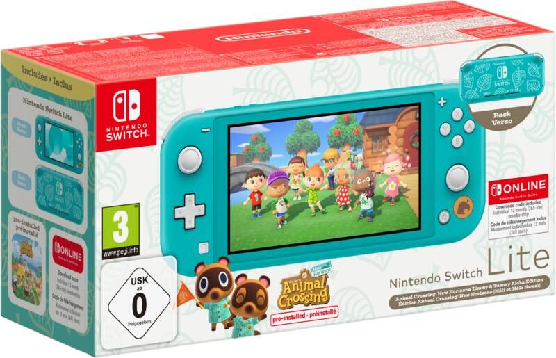 Nintendo Switch Lite-bundel voor Animal Crossing: New Horizons turquoise + 12 maanden NSO