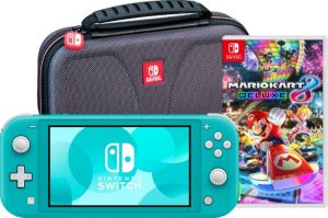 Nintendo Switch Lite Turquoise + Mario Kart 8 Deluxe + Bigben Beschermtas