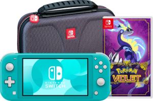 Nintendo Switch Lite Turquoise + Pokémon Violet + Bigben Beschermtas