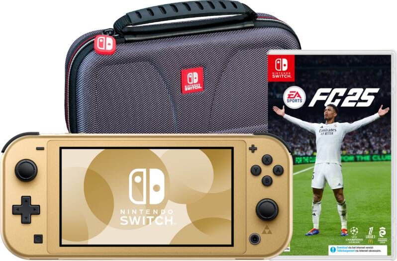 Nintendo Switch Lite Zelda Edition + EA Sports FC 25 + Beschermtas