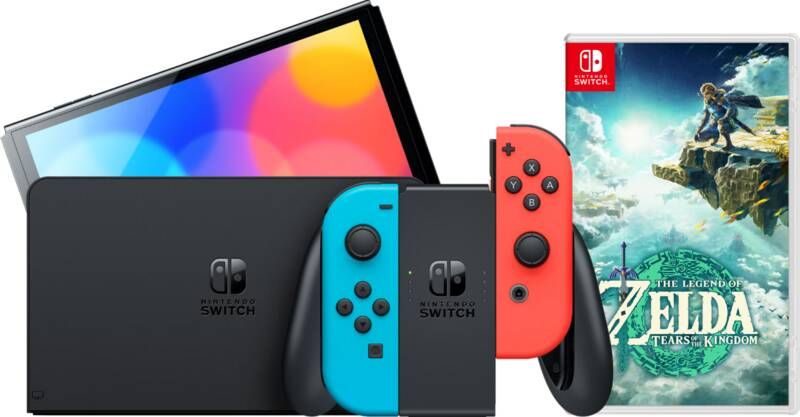Nintendo Switch OLED Rood Blauw + Zelda: Tears of the Kingdom