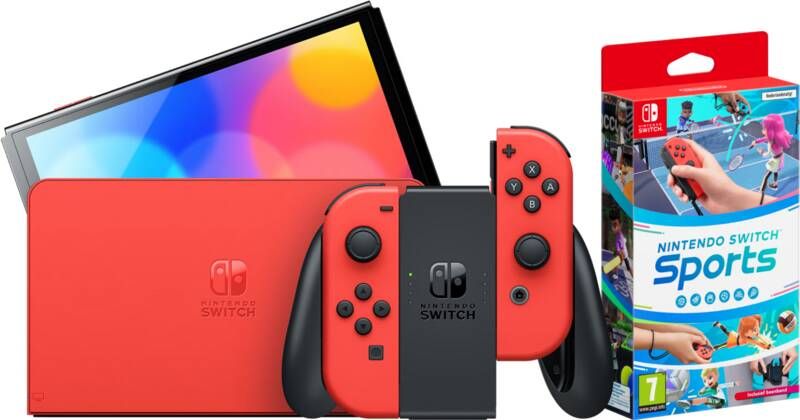 Nintendo Switch OLED Super Mario Editie + Switch Sports