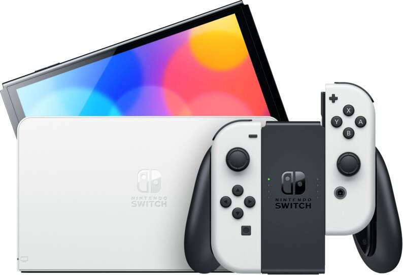 Nintendo Switch console (OLED-model): nieuwe versie intense kleuren 7 inch scherm met een witte Joy-Con