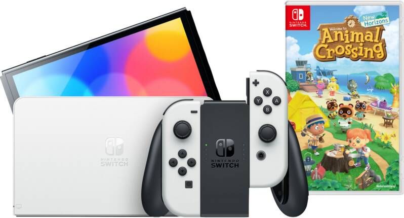 Nintendo Switch OLED Wit + Animal Crossing New Horizons