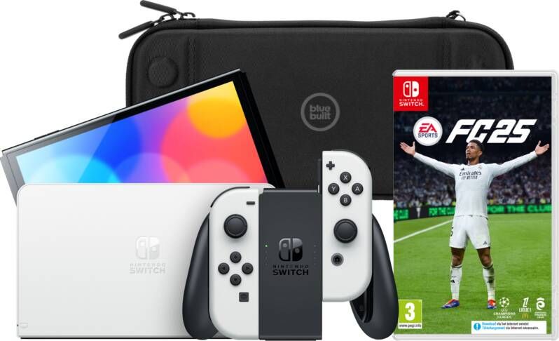 Nintendo Switch OLED Wit + EA Sports FC 25 + BlueBuilt Beschermhoes