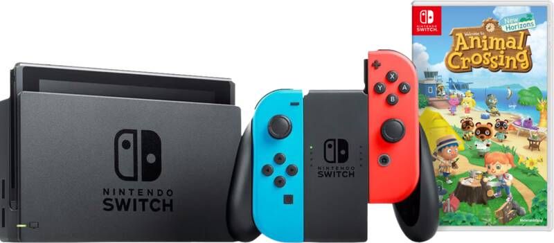 Nintendo Switch Rood Blauw + Animal Crossing New Horizons