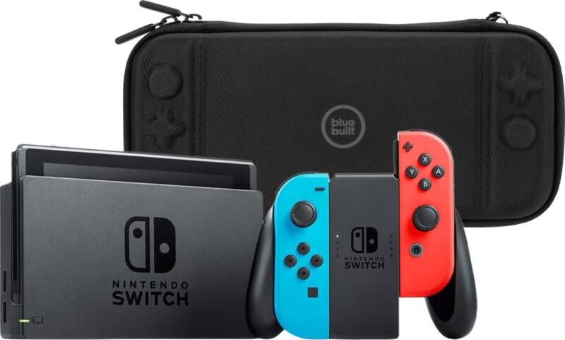 Nintendo Switch Rood Blauw + BlueBuilt Beschermhoes