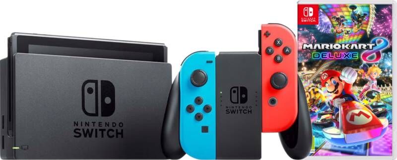 Nintendo Switch Rood Blauw + Mario Kart 8 Deluxe