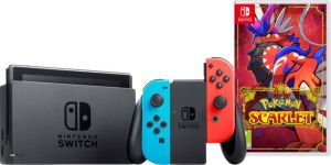 Nintendo Switch Rood Blauw + Pokémon Scarlet