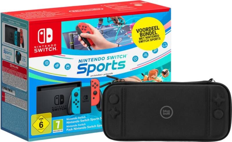 Nintendo Switch Rood Blauw + Switch Sports + 3 maanden Online + beschermhoes