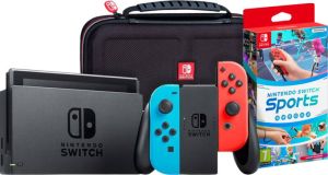 Nintendo Switch Rood Blauw + Switch Sports + Big Ben Travel Case