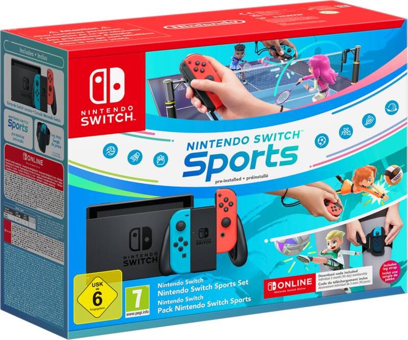 Nintendo Switch Rood Blauw + Switch Sports + 3 maanden Online