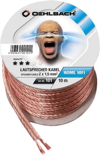 Oehlbach Luidsprekerkabel 2 x 1 5 mm² minihaspel 10 m Luidspreker kabel Transparant