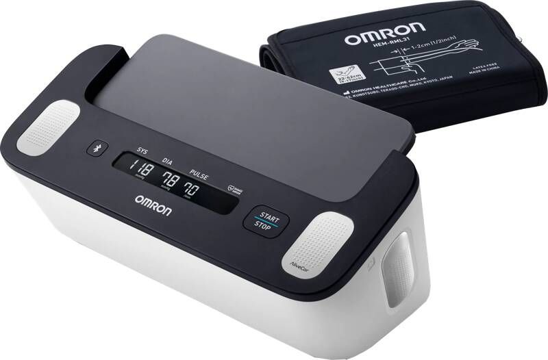 Omron COMPLETE – Smart Bloeddrukmeter Bovenarm – Aanbevolen door Hartstichting ECG Monitor Klinisch Gevalideerd met Mobiele App – XL Scherm Display 22 tot 42 cm Manchet – 5 jaar Garantie – Bloeddrukmeter Hartslagmeter ECG-meter in één
