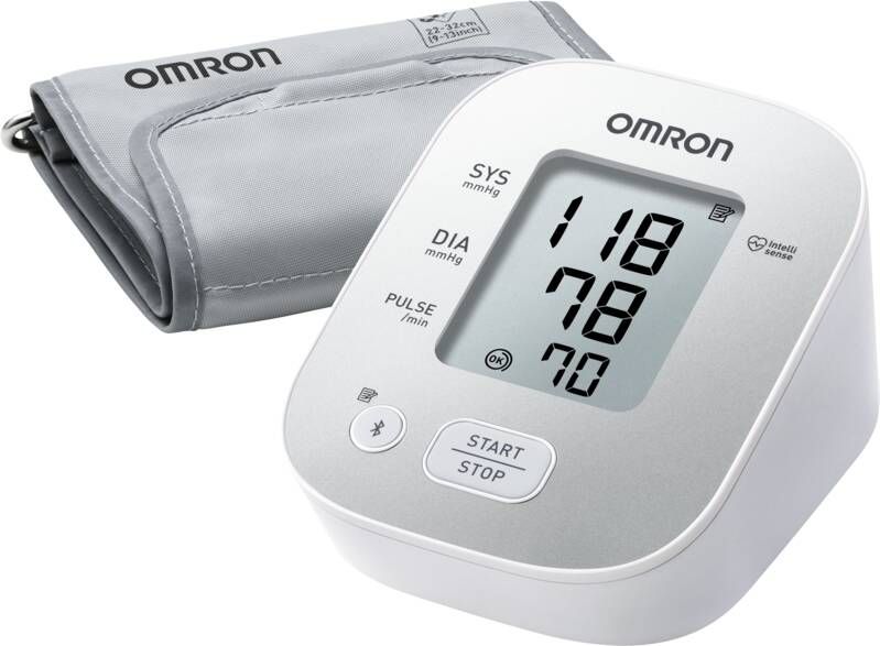 Omron X2 Smart Bloeddrukmeter Bovenarm Blood Pressure Monitor met Hartslagmeter – Onregelmatige Hartslag met Mobiele App 22 tot 32 cm Manchet 5 jaar Garantie