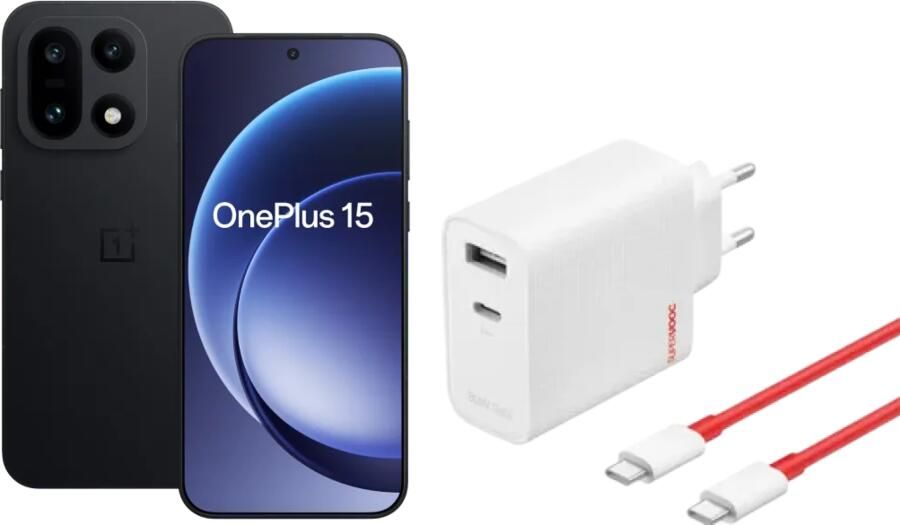 OnePlus 15 512GB Zwart 5G + SuperVOOC Oplader 120W + Usb C kabel