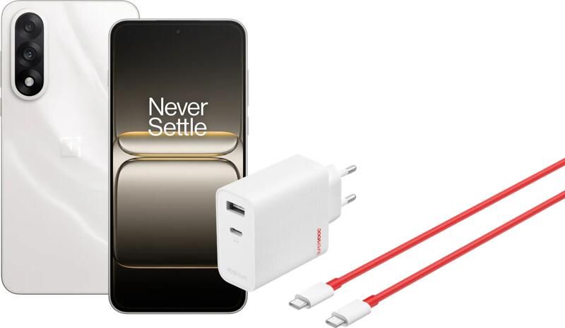 OnePlus Nord 5 256GB Wit 5G + SuperVOOC Oplader 80W met 2 Poorten + Usb C kabel