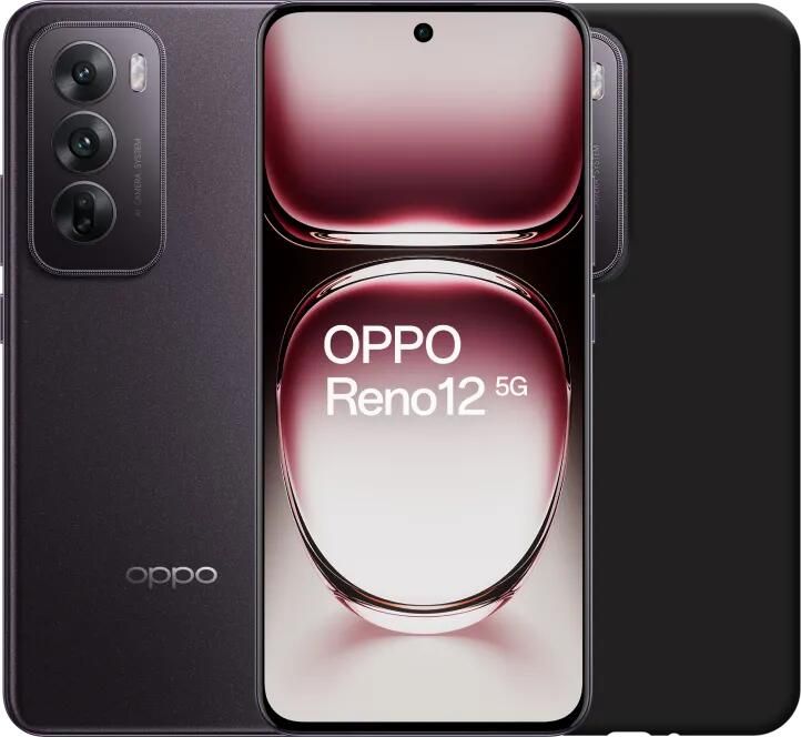 Oppo Reno12 256GB Zwart 5G + Just in Case Back Cover Zwart