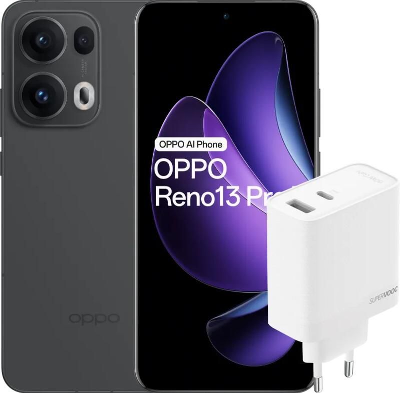 Oppo Reno13 Pro 512GB Zwart 5G + SuperVOOC Oplader 80W met 2 Poorten