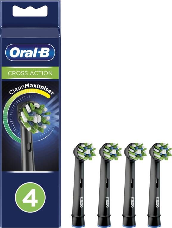 Oral B Oral-B CrossAction Met CleanMaximiser-technologie Opzetborstels Zwart 4stuks