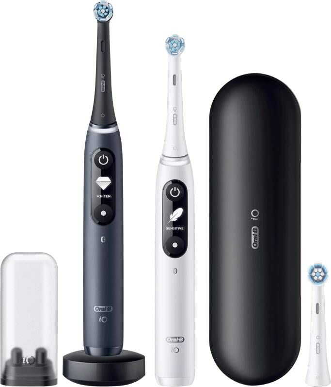 Oral-B iO 7 iO 7 2 stuks Elektrische tandenborstels 3 opzetborstels 1 reisetui Zwart und wit