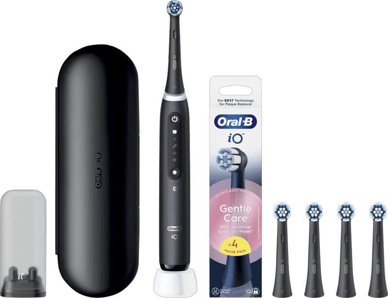 Oral-B iO 5N Zwart + 4 opzetborstels voor gevoelig tandvlees