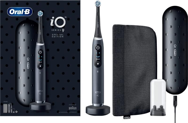Oral B Oral-B iO 9 elektrische tandenborstel zwart Bluetooth verbonden 1 opzetborstel 1 oplader reisetui 1 magnetisch etui