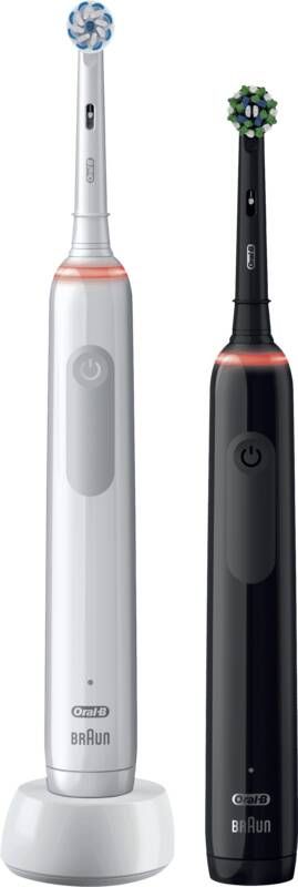 Oral-B elektrische tandenborstel Pro 3 3900 Duo CrossAction zwart en roze incl. 3 opzetborstels