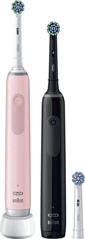 Oral B Pro 3 3900 Duo Zwart en Roze Elektrische tandenborstel met extra opzetborstel