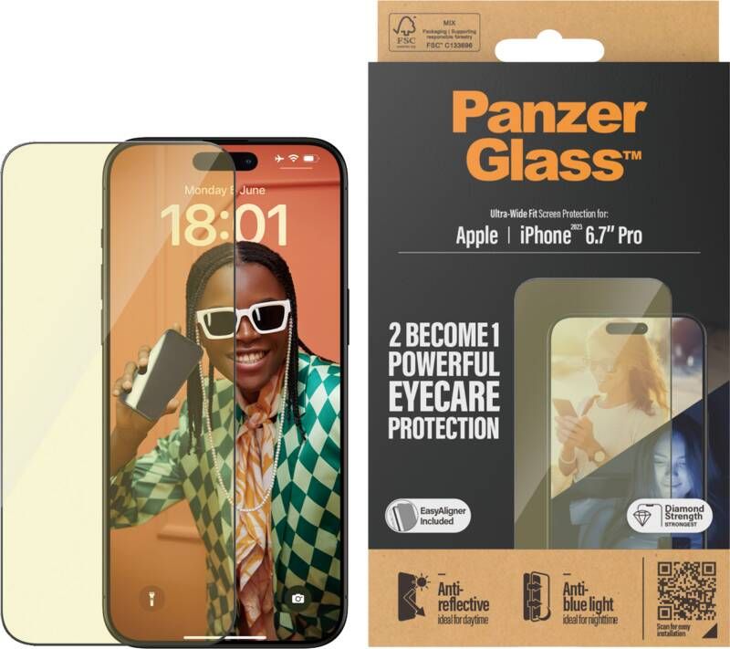 PanzerGlass Ultra-Wide Fit Apple iPhone 15 Pro Max Blauw Licht Filter Screenprotector