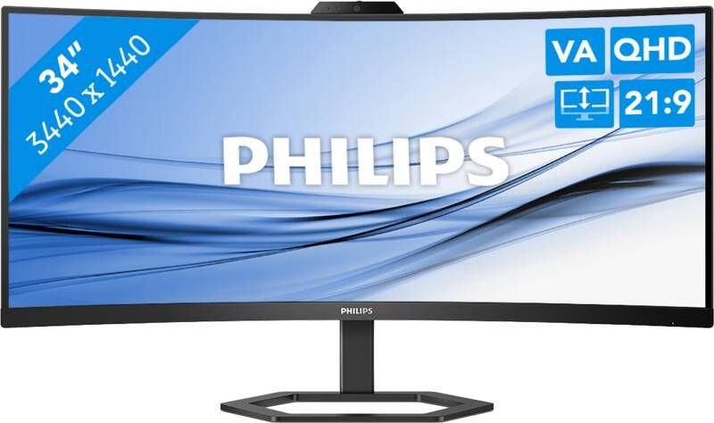 Philips Lcd-monitor 34E1C5600HE 86 cm 34" met windows hello-webcam