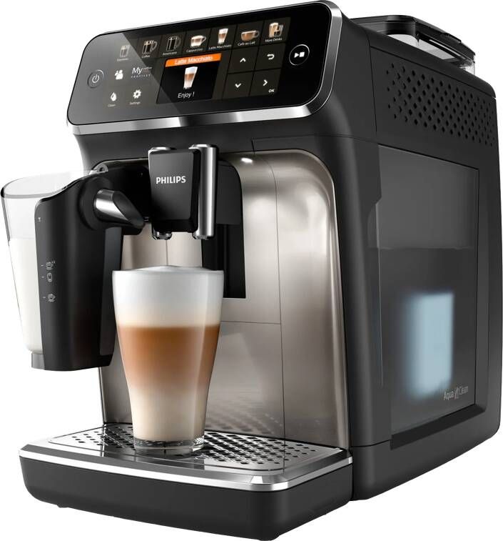 Philips 5400 Series LatteGo EP5447 90 Espressomachine 12 Soorten Koffie + Heet Water Zwart + AquaClean Filter