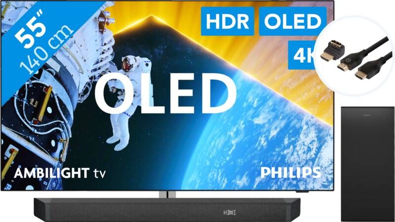 Philips 55OLED809 Ambilight (2024) + Soundbar + Hdmi kabel