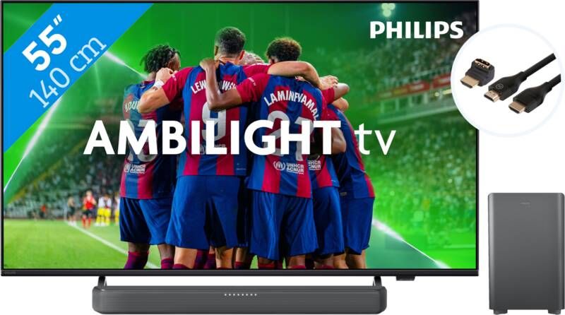 Philips 55PUS8309 Ambilight (2024) + Soundbar + Hdmi kabel