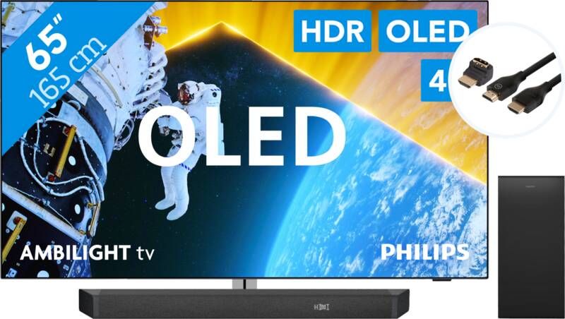 Philips 65OLED809 Ambilight (2024) + Soundbar + Hdmi kabel